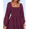 image:imageZESICA Womens Eyelet Long Sleeve Maxi Wedding Guest DressesFuchsia