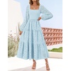 image:imageZESICA Womens Eyelet Long Sleeve Maxi Wedding Guest DressesLightblue