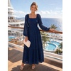 image:imageZESICA Womens Eyelet Long Sleeve Maxi Wedding Guest DressesNavy