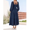 image:imageZESICA Womens Eyelet Long Sleeve Maxi Wedding Guest DressesNavy