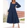 image:imageZESICA Womens Eyelet Long Sleeve Maxi Wedding Guest DressesNavy