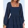 image:imageZESICA Womens Eyelet Long Sleeve Maxi Wedding Guest DressesNavy