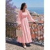 image:imageZESICA Womens Eyelet Long Sleeve Maxi Wedding Guest DressesPink
