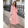 image:imageZESICA Womens Eyelet Long Sleeve Maxi Wedding Guest DressesPink