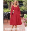 image:imageZESICA Womens Eyelet Long Sleeve Maxi Wedding Guest DressesRed