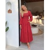 image:imageZESICA Womens Eyelet Long Sleeve Maxi Wedding Guest DressesRed