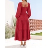 image:imageZESICA Womens Eyelet Long Sleeve Maxi Wedding Guest DressesRed