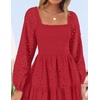 image:imageZESICA Womens Eyelet Long Sleeve Maxi Wedding Guest DressesRed