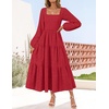 image:imageZESICA Womens Eyelet Long Sleeve Maxi Wedding Guest DressesRed