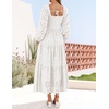 image:imageZESICA Womens Eyelet Long Sleeve Maxi Wedding Guest DressesWhite
