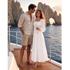 image:imageZESICA Womens Eyelet Long Sleeve Maxi Wedding Guest DressesWhite