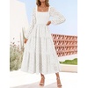 image:imageZESICA Womens Eyelet Long Sleeve Maxi Wedding Guest DressesWhite