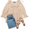 image:imageZESICA Womens Fall Casual 34 Length Sleeve Flowy Boho TopsApricot