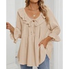 image:imageZESICA Womens Fall Casual 34 Length Sleeve Flowy Boho TopsApricot