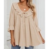 image:imageZESICA Womens Fall Casual 34 Length Sleeve Flowy Boho TopsApricot