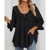 image:imageZESICA Womens Fall Casual 34 Length Sleeve Flowy Boho TopsBlack