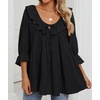 image:imageZESICA Womens Fall Casual 34 Length Sleeve Flowy Boho TopsBlack