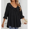 image:imageZESICA Womens Fall Casual 34 Length Sleeve Flowy Boho TopsBlack