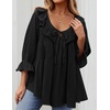 image:imageZESICA Womens Fall Casual 34 Length Sleeve Flowy Boho TopsBlack
