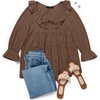 image:imageZESICA Womens Fall Casual 34 Length Sleeve Flowy Boho TopsBrown