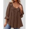 image:imageZESICA Womens Fall Casual 34 Length Sleeve Flowy Boho TopsBrown