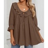 image:imageZESICA Womens Fall Casual 34 Length Sleeve Flowy Boho TopsBrown