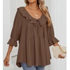 image:imageZESICA Womens Fall Casual 34 Length Sleeve Flowy Boho TopsBrown