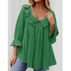 image:imageZESICA Womens Fall Casual 34 Length Sleeve Flowy Boho TopsGreen