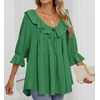 image:imageZESICA Womens Fall Casual 34 Length Sleeve Flowy Boho TopsGreen