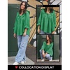 image:imageZESICA Womens Fall Casual 34 Length Sleeve Flowy Boho TopsGreen