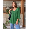 image:imageZESICA Womens Fall Casual 34 Length Sleeve Flowy Boho TopsGreen