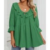 image:imageZESICA Womens Fall Casual 34 Length Sleeve Flowy Boho TopsGreen
