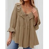 image:imageZESICA Womens Fall Casual 34 Length Sleeve Flowy Boho TopsKhaki