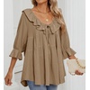 image:imageZESICA Womens Fall Casual 34 Length Sleeve Flowy Boho TopsKhaki