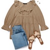 image:imageZESICA Womens Fall Casual 34 Length Sleeve Flowy Boho TopsKhaki
