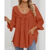 image:imageZESICA Womens Fall Casual 34 Length Sleeve Flowy Boho TopsOrange Red
