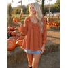 image:imageZESICA Womens Fall Casual 34 Length Sleeve Flowy Boho TopsOrange Red