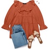 image:imageZESICA Womens Fall Casual 34 Length Sleeve Flowy Boho TopsOrange Red