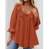 image:imageZESICA Womens Fall Casual 34 Length Sleeve Flowy Boho TopsOrange Red