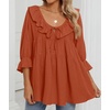 image:imageZESICA Womens Fall Casual 34 Length Sleeve Flowy Boho TopsOrange Red