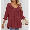 image:imageZESICA Womens Fall Casual 34 Length Sleeve Flowy Boho TopsWine Red