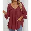 image:imageZESICA Womens Fall Casual 34 Length Sleeve Flowy Boho TopsWine Red