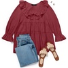 image:imageZESICA Womens Fall Casual 34 Length Sleeve Flowy Boho TopsWine Red