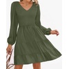 image:imageZESICA Womens Fall Casual Long Sleeve V Neck Boho Mini DressArmygreen