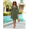 image:imageZESICA Womens Fall Casual Long Sleeve V Neck Boho Mini DressArmygreen