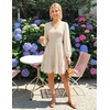 image:imageZESICA Womens Fall Casual Long Sleeve V Neck Boho Mini DressBeige