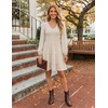 image:imageZESICA Womens Fall Casual Long Sleeve V Neck Boho Mini DressBeige