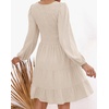image:imageZESICA Womens Fall Casual Long Sleeve V Neck Boho Mini DressBeige
