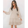 image:imageZESICA Womens Fall Casual Long Sleeve V Neck Boho Mini DressBeige