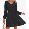 image:imageZESICA Womens Fall Casual Long Sleeve V Neck Boho Mini DressBlack